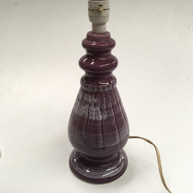 LAMP, Base (Table) - 1960s Purple White Ceramic